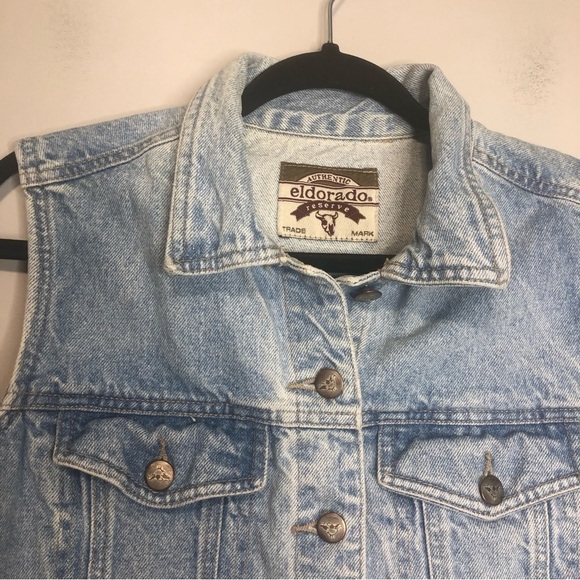 Vintage Eldorado Cotton Denim Button Up Vest, size L (fits like a M) - Picture 2 of 9